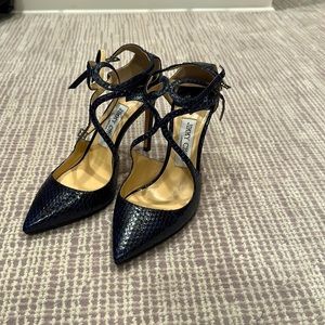 Jimmy Choo navy python heels